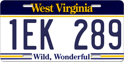WV license plate 1EK289