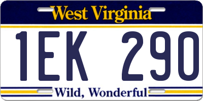 WV license plate 1EK290