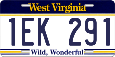 WV license plate 1EK291