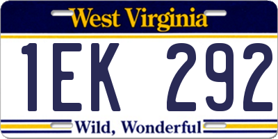 WV license plate 1EK292
