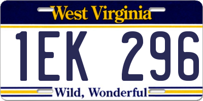 WV license plate 1EK296