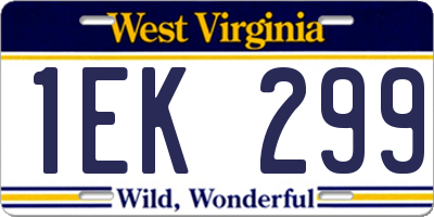 WV license plate 1EK299