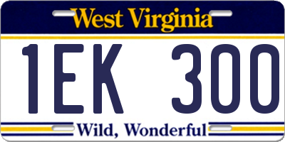 WV license plate 1EK300