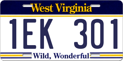 WV license plate 1EK301