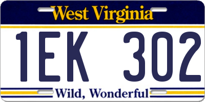 WV license plate 1EK302