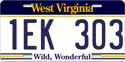 WV license plate 1EK303