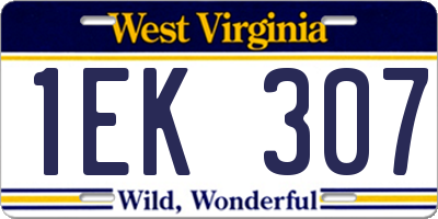 WV license plate 1EK307