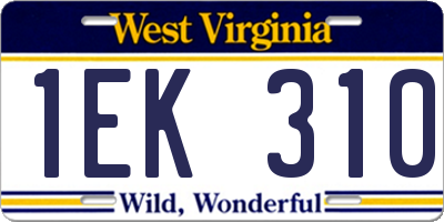 WV license plate 1EK310