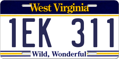 WV license plate 1EK311