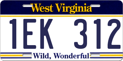 WV license plate 1EK312