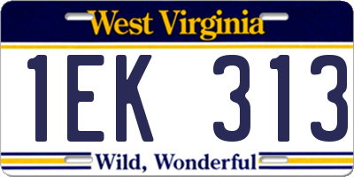 WV license plate 1EK313