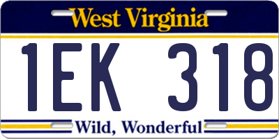 WV license plate 1EK318