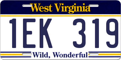 WV license plate 1EK319