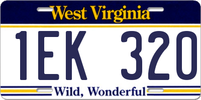 WV license plate 1EK320