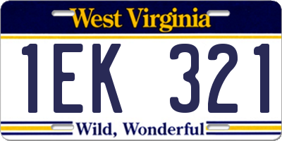 WV license plate 1EK321