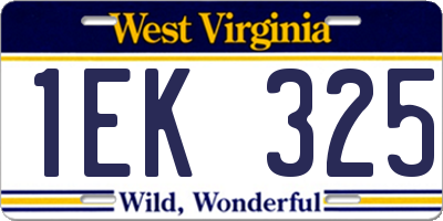 WV license plate 1EK325