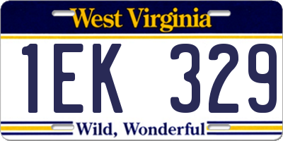 WV license plate 1EK329