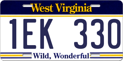 WV license plate 1EK330