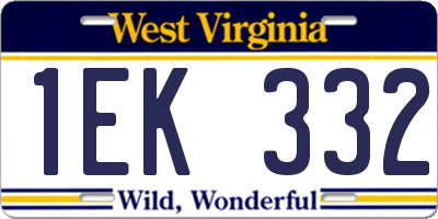 WV license plate 1EK332