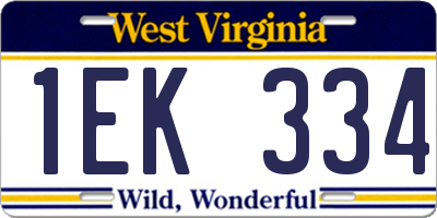 WV license plate 1EK334