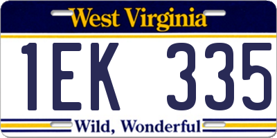 WV license plate 1EK335