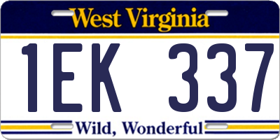 WV license plate 1EK337