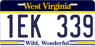 WV license plate 1EK339