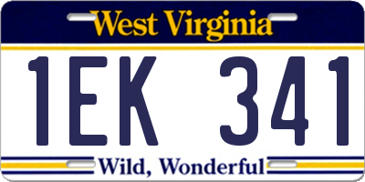 WV license plate 1EK341