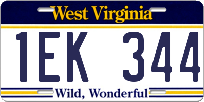 WV license plate 1EK344