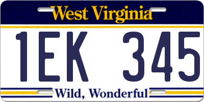 WV license plate 1EK345