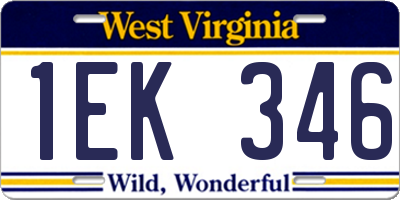 WV license plate 1EK346