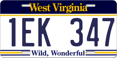 WV license plate 1EK347