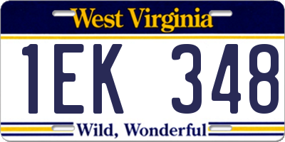 WV license plate 1EK348