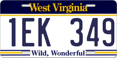 WV license plate 1EK349