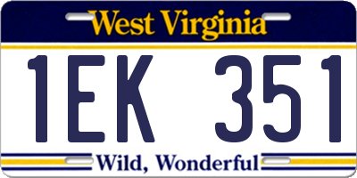 WV license plate 1EK351