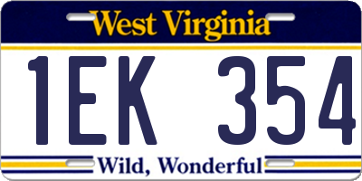 WV license plate 1EK354