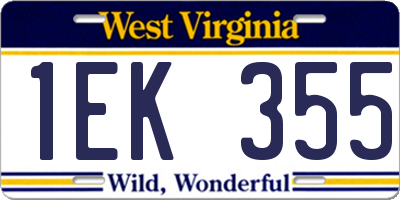 WV license plate 1EK355