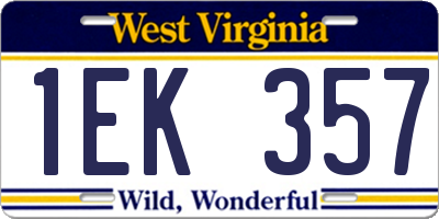 WV license plate 1EK357