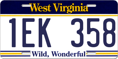 WV license plate 1EK358