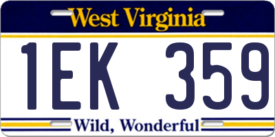 WV license plate 1EK359