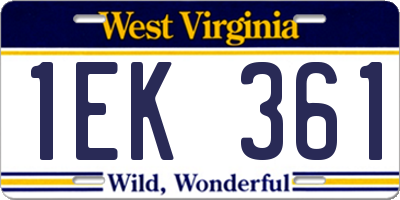 WV license plate 1EK361