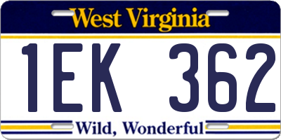 WV license plate 1EK362