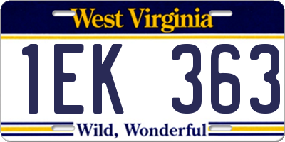 WV license plate 1EK363