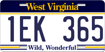 WV license plate 1EK365