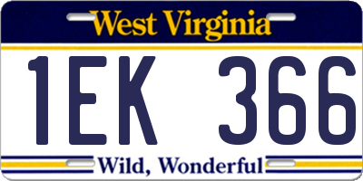 WV license plate 1EK366