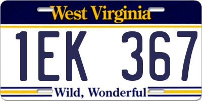 WV license plate 1EK367