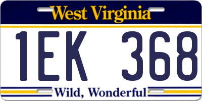 WV license plate 1EK368