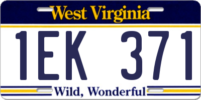 WV license plate 1EK371