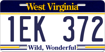 WV license plate 1EK372
