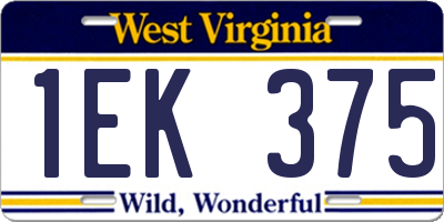 WV license plate 1EK375